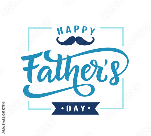 Happy Fathers Day poster, badge with hand written lettering