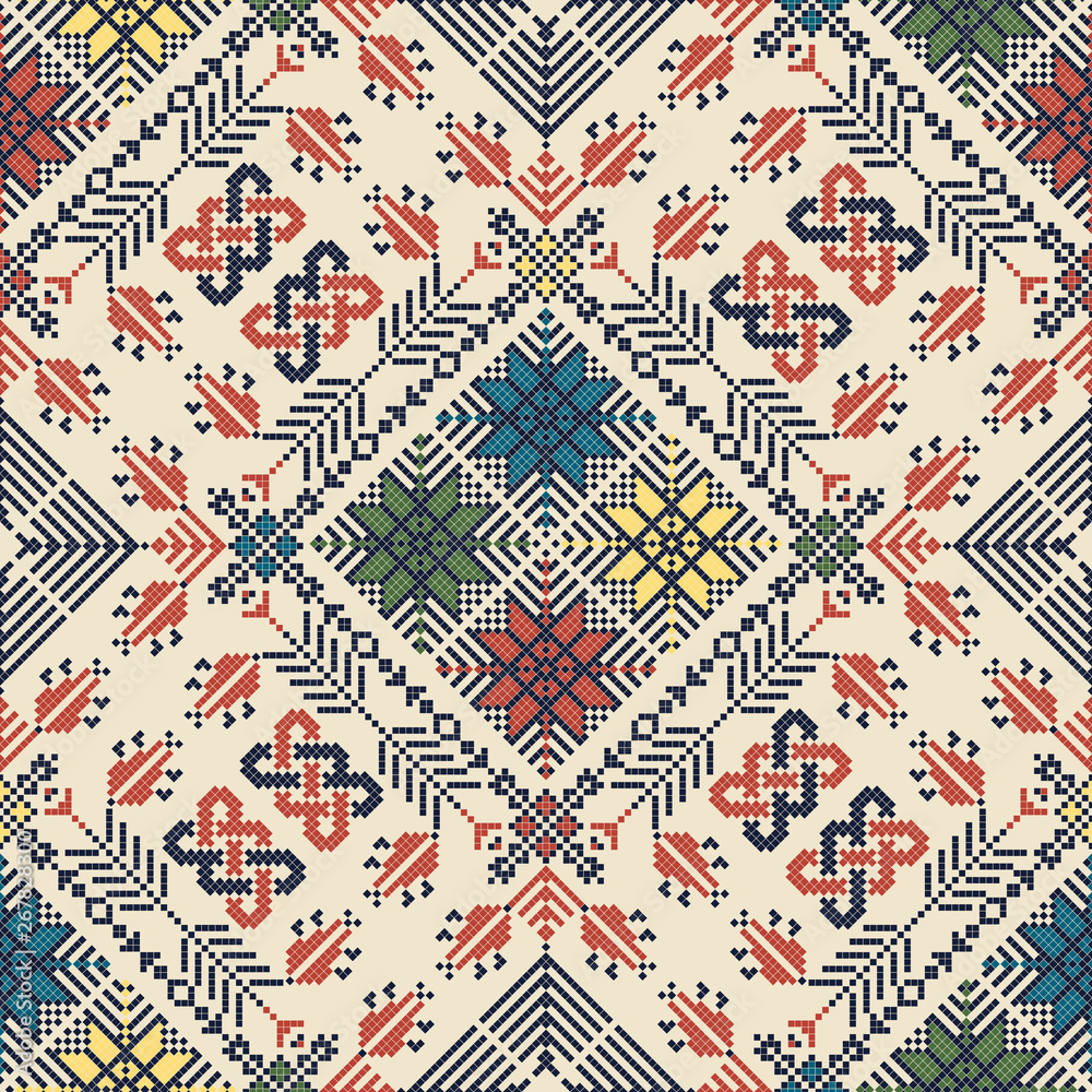 Fototapeta premium Palestinian embroidery pattern 193