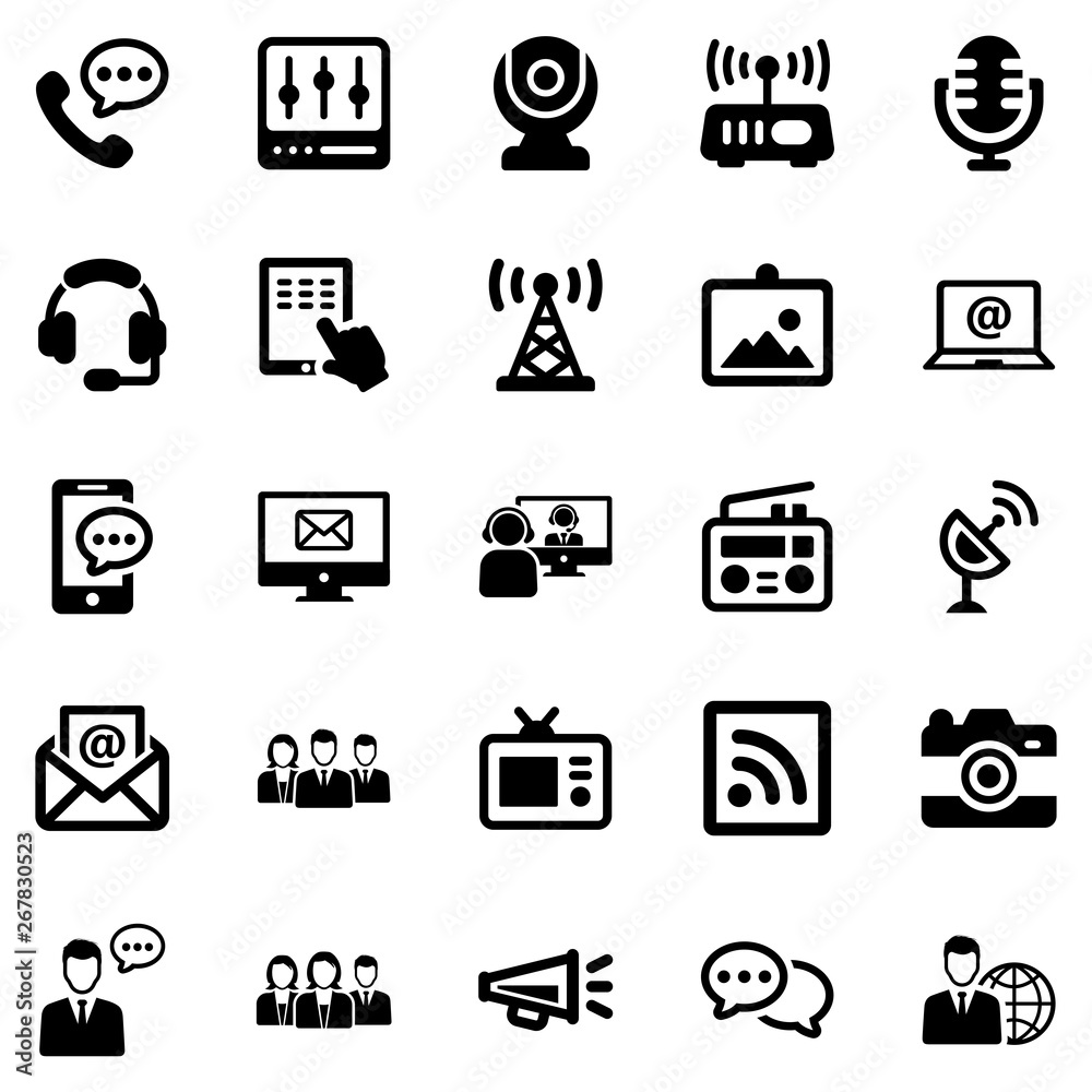Communication Icon Set - (Black Series)