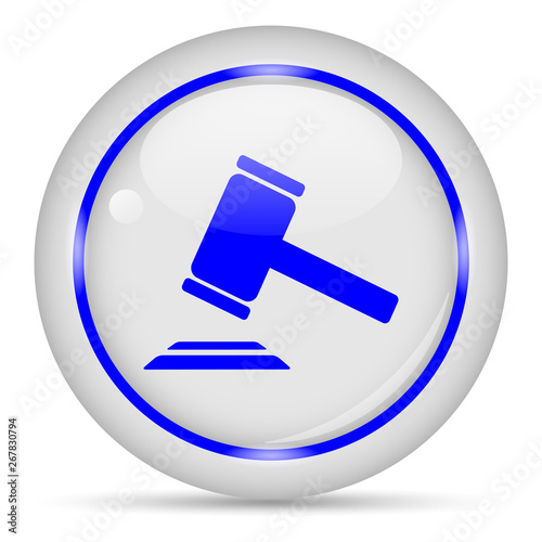 Auction icon. White glossy round vector icon in eps 10. Editable modern design internet button on white background.