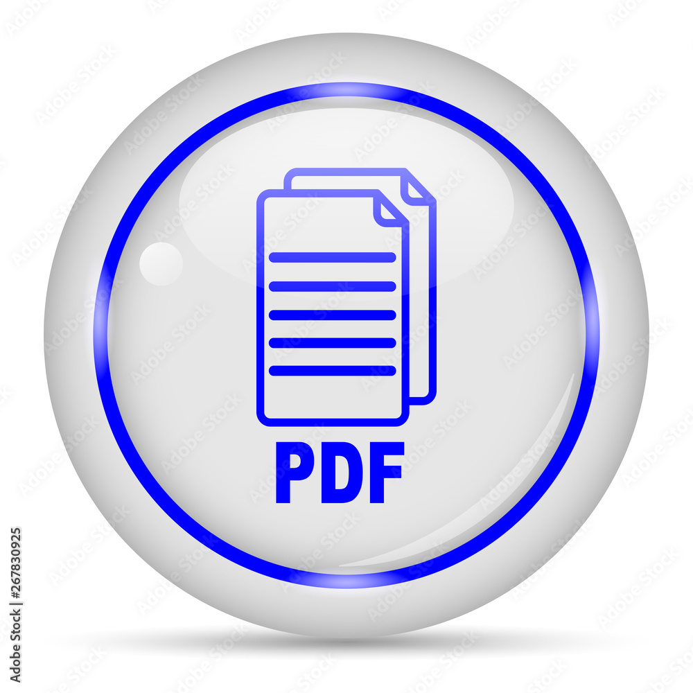 PDF file icon. White glossy round vector icon in eps 10. Editable modern design internet button on white background. PDF file icon. White glossy round vector icon in eps 10. Editable modern design internet button on white background.