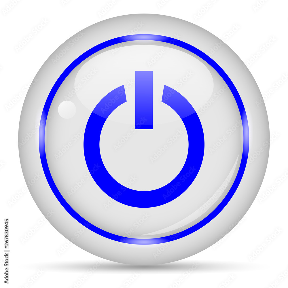 Power icon. White glossy round vector icon in eps 10. Editable modern design internet button on white background. Power icon. White glossy round vector icon in eps 10. Editable modern design internet button on white background.