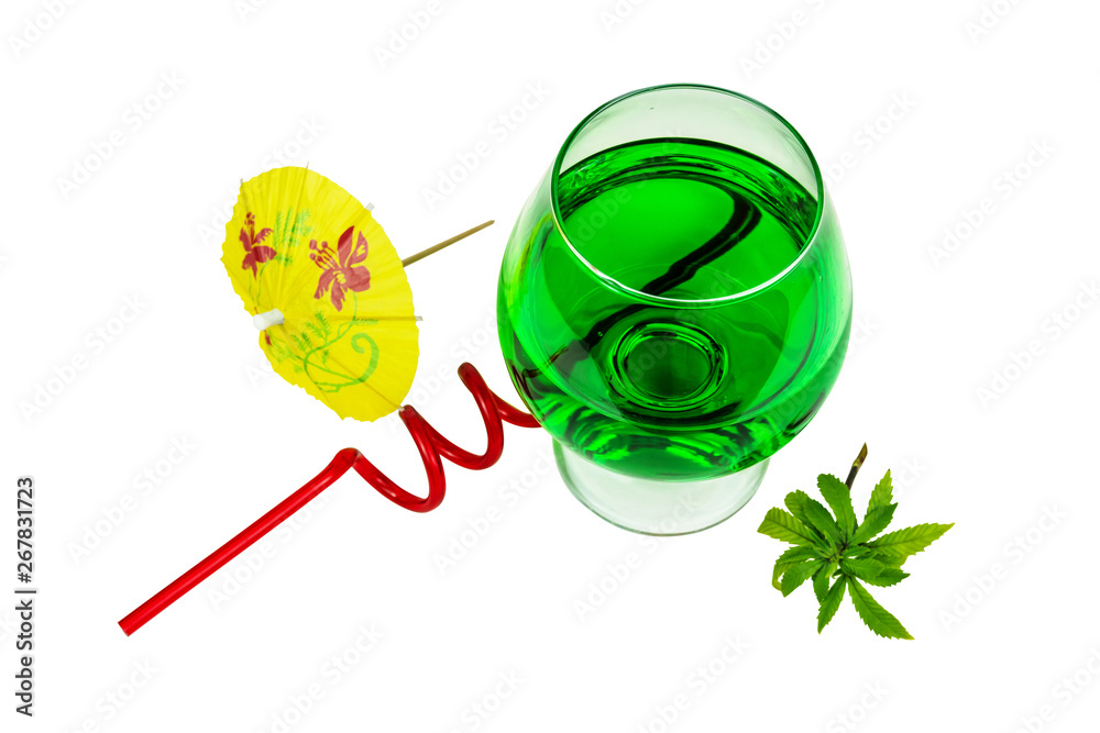 Concept of marijuana cocktail, drink containing thc or cbd Concept of marijuana cocktail, drink containing thc or cbd