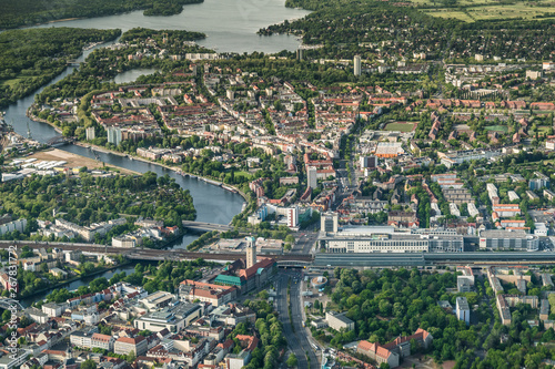 old town Berlin Spandau with town hall, train station and 