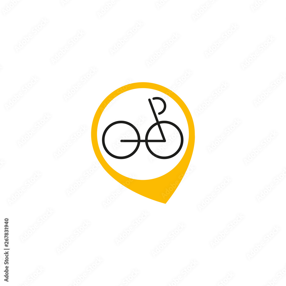 Bike location icon. Isolated drawing for use as an icon, logo, identity, in web and application design, for printing on various media and more Bike location icon. Isolated drawing for use as an icon, logo, identity, in web and application design, for printing on various media and more