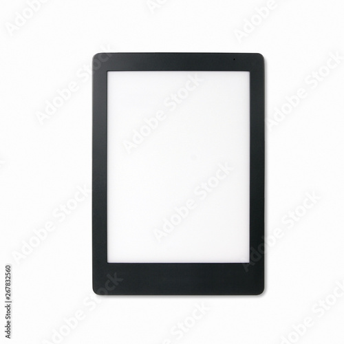 ebook reader with blank screen isolated on white