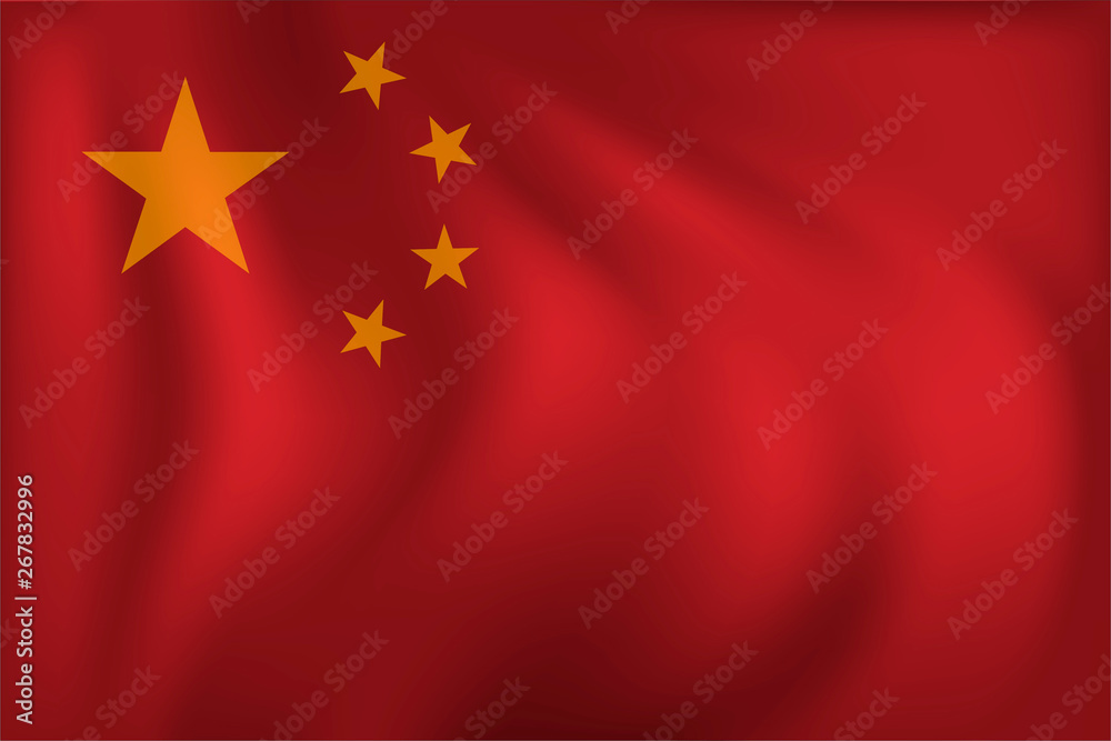 Flag of China waving in the wind on silk background Flag of China waving in the wind on silk background