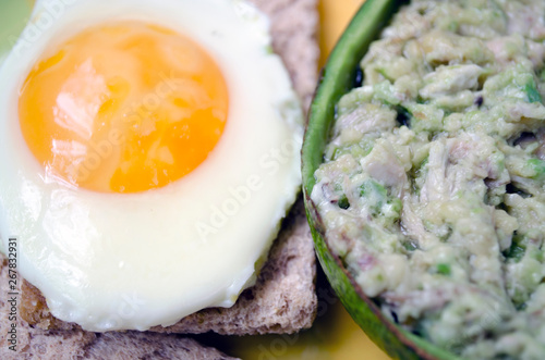 dish with avocado and egg for breakfast