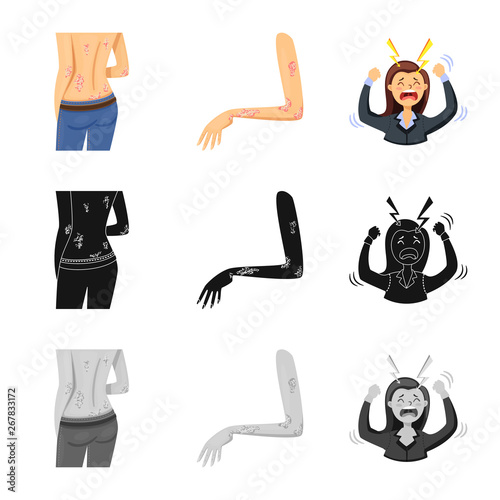 Isolated object of medical and pain  icon. Collection of medical and disease stock vector illustration.