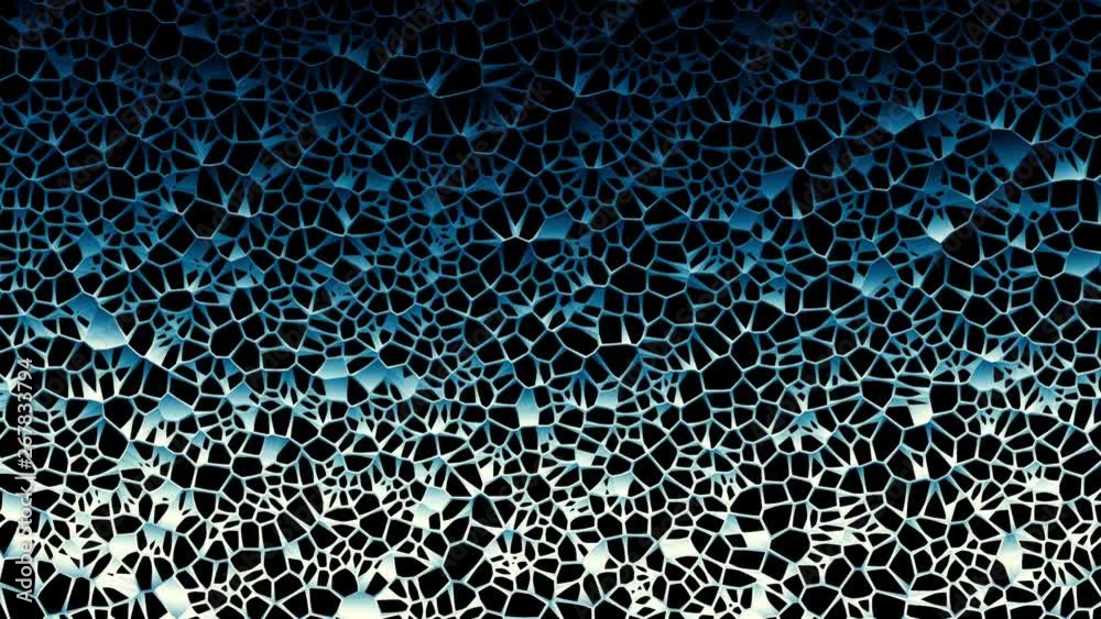 Moving random low poly mosaic shapes. Abstract cellular mesh structure. Embossed mosaic grid. Looping clip.