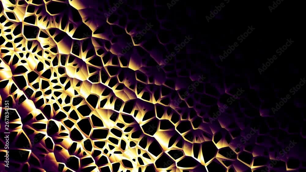 Moving random low poly mosaic shapes. Abstract cellular mesh structure. Embossed mosaic grid. Looping clip.