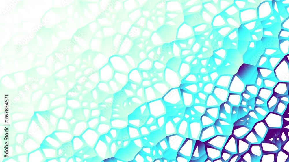 Moving random low poly mosaic shapes. Abstract cellular mesh structure. Embossed mosaic grid. Looping clip.