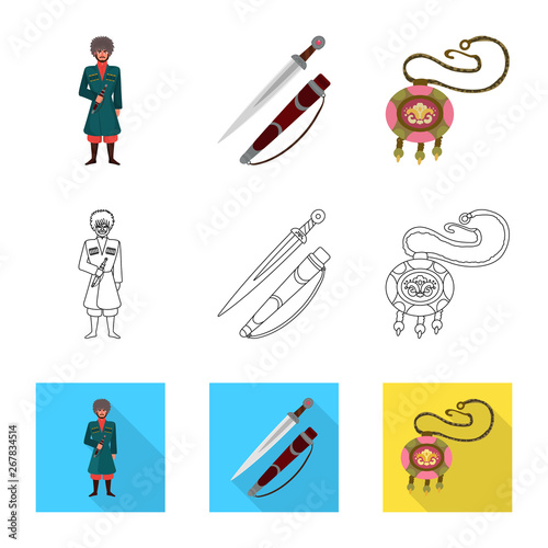 Isolated object of culture and sightseeing logo. Set of culture and originality vector icon for stock.