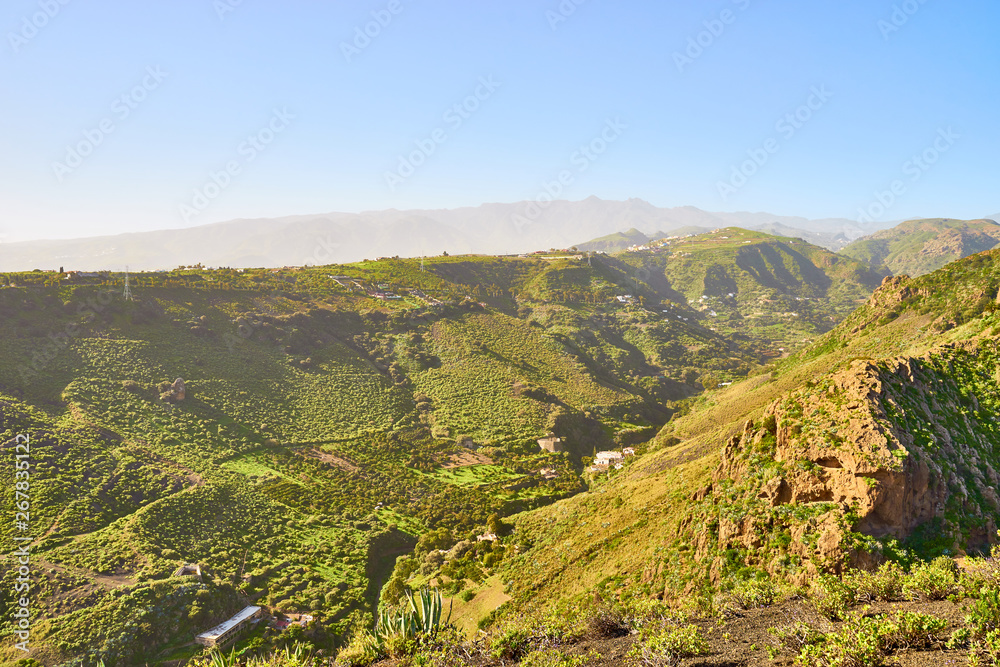 Hiking at volcanic crater 