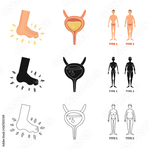 Vector illustration of diet and treatment  sign. Collection of diet and medicine vector icon for stock.