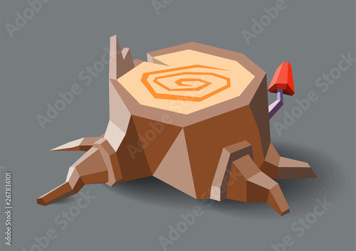 Vector Low Poly Style Log Isolated. Stump
