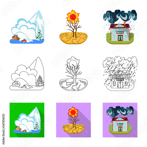 Vector design of weather and distress symbol. Collection of weather and crash stock symbol for web.