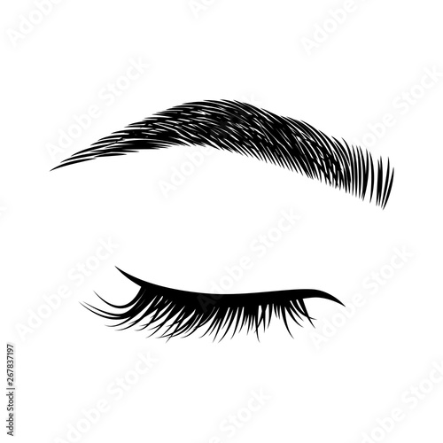 Fényképezés Eyelashes and eyebrows vector logo