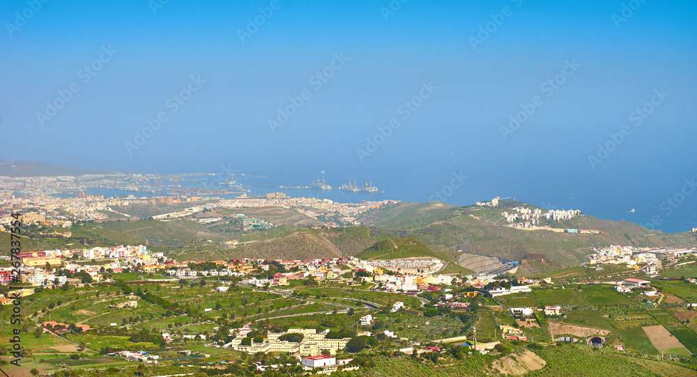 Aerial view of northern Gran Canaria with capital Las Palmas