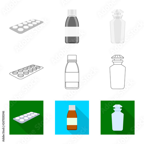 Vector illustration of retail and healthcare icon. Set of retail and wellness vector icon for stock.