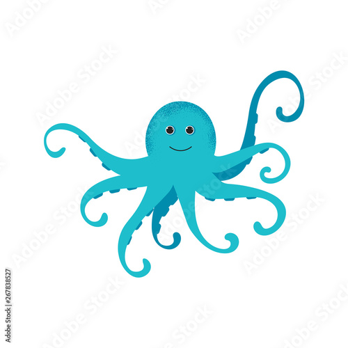 Fotobehang Leuke cartoon blauwe octopus Nikkel-Art.nl
