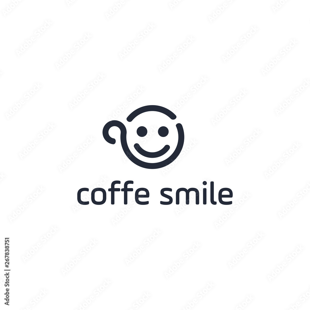 Vector coffee smile or cup of tea drawn by single continuous line. One global color Vector coffee smile or cup of tea drawn by single continuous line. One global color