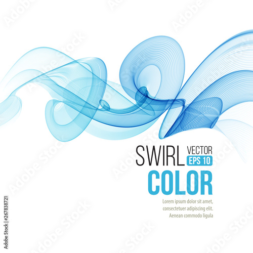 Abstract smooth color wave vector. Curve flow blue motionline. Smoke design. Vector illustration