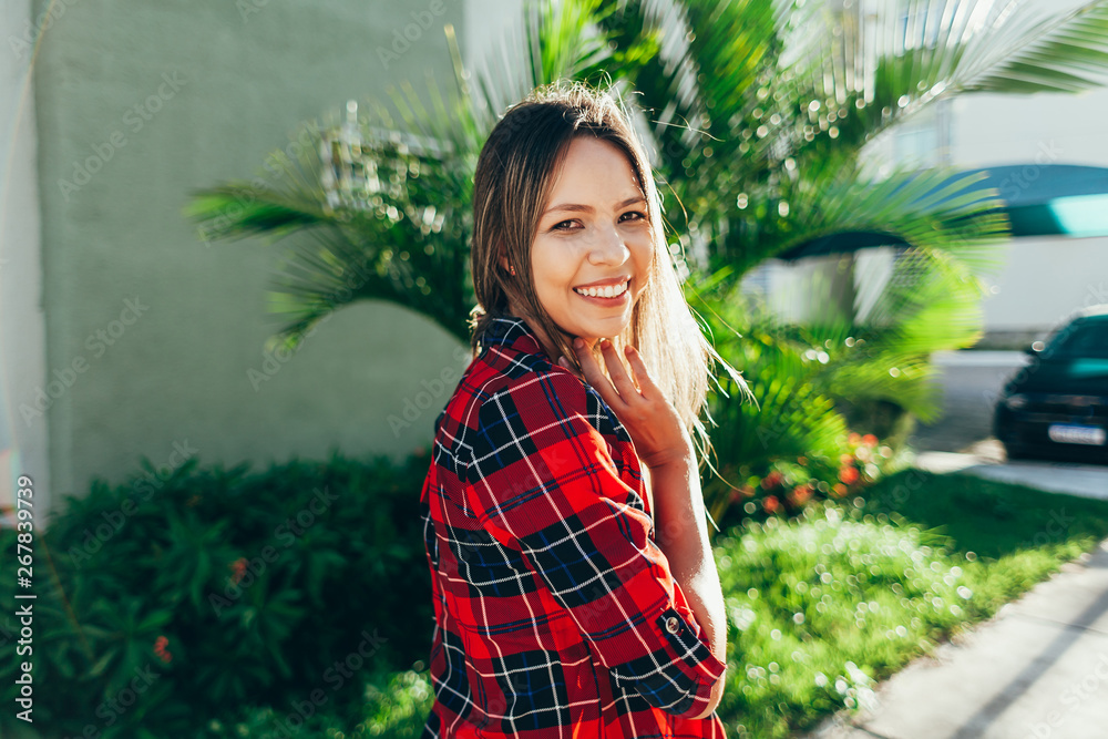 Portrait of beautiful young woman in the city Portrait of beautiful young woman in the city