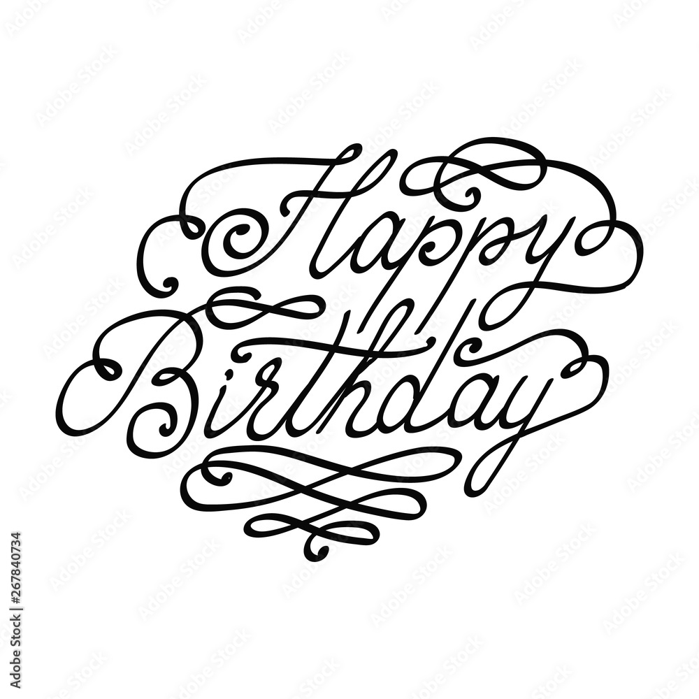 Vector Happy Birthday lettering text isolated on white background