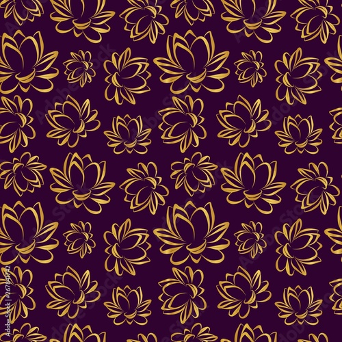 Lotus flower seamless vector pattern