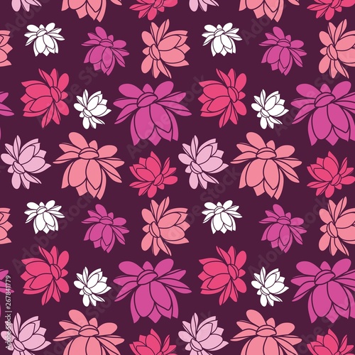 Lotus flower seamless vector pattern