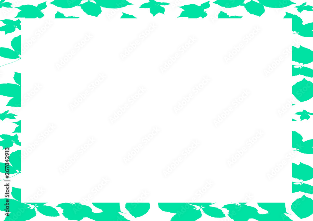 White Landscape Background with Leaves Borders White Landscape Background with Leaves Borders