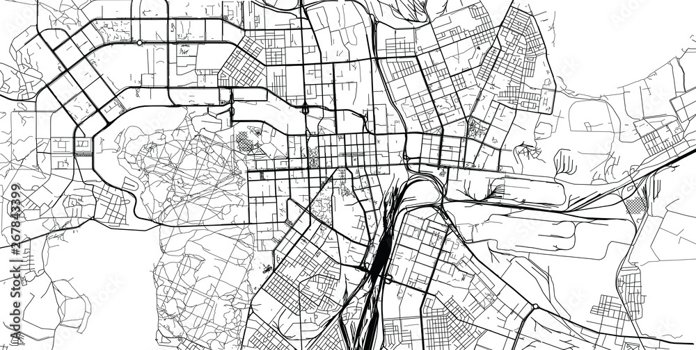 Urban vector city map of chelyabinsk, Russia