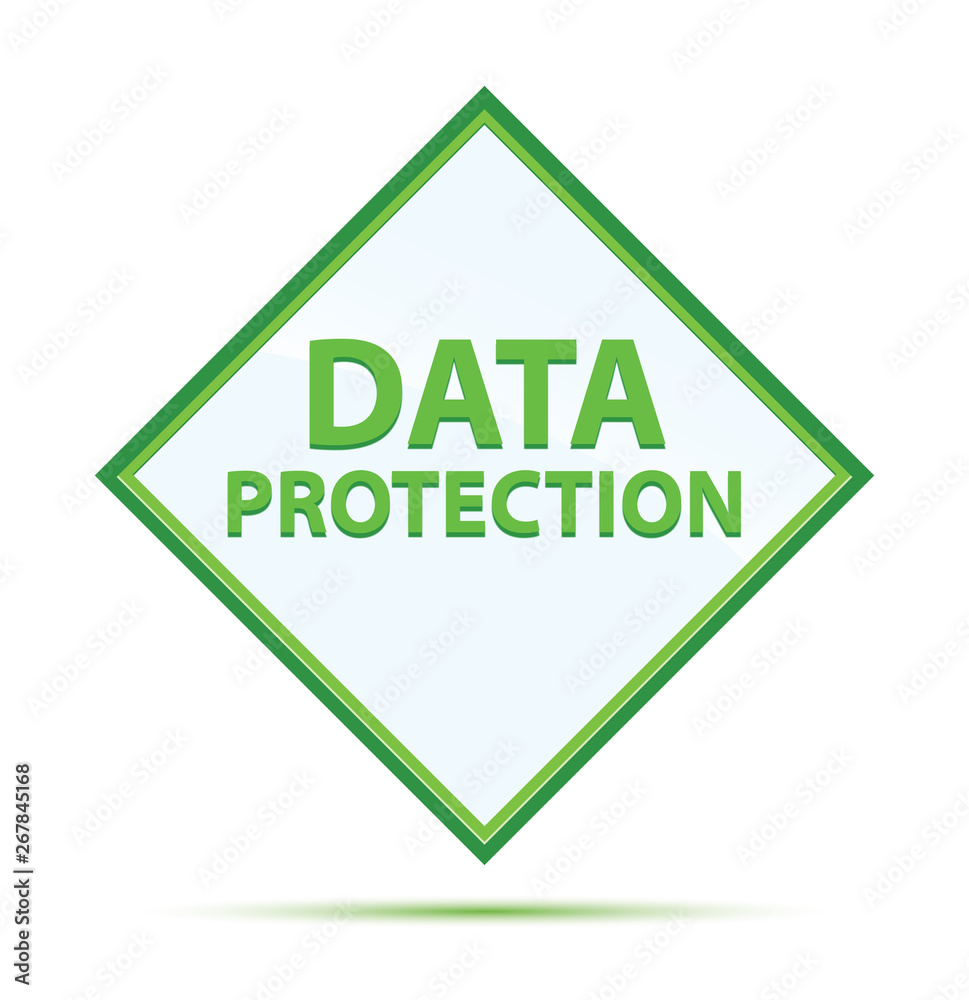 Data Protection modern abstract green diamond button