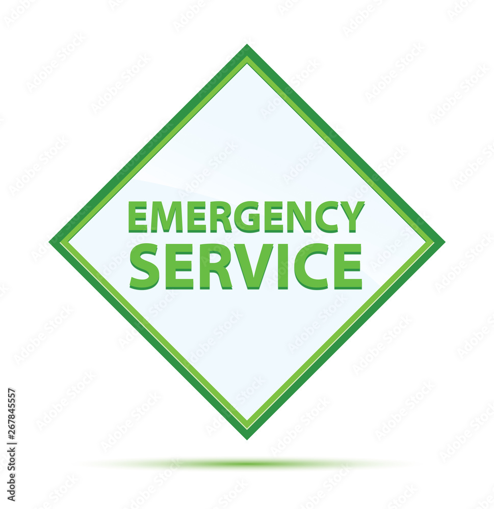 Emergency Service modern abstract green diamond button
