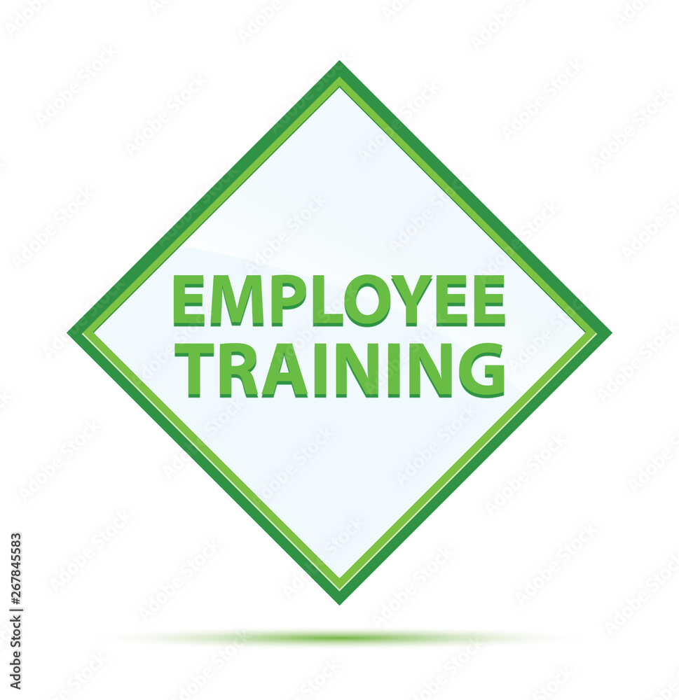 Employee Training modern abstract green diamond button