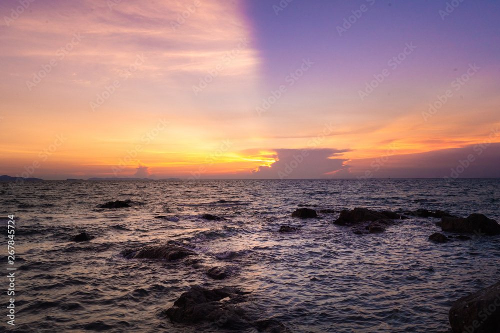 sea sunset with dramatic clouds