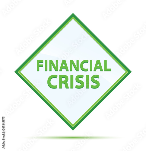 Financial Crisis modern abstract green diamond button