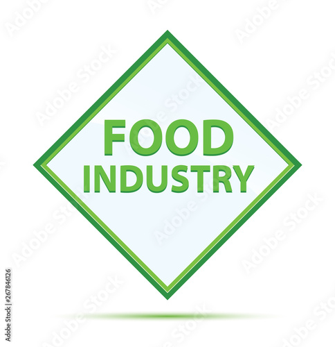 Food Industry modern abstract green diamond button