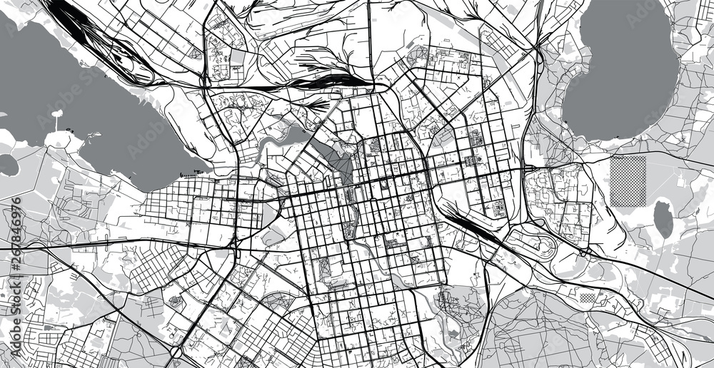 Urban vector city map of Yekaterinburg, Russia