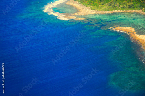 Top view ocean islands, pacific island Vanuatu