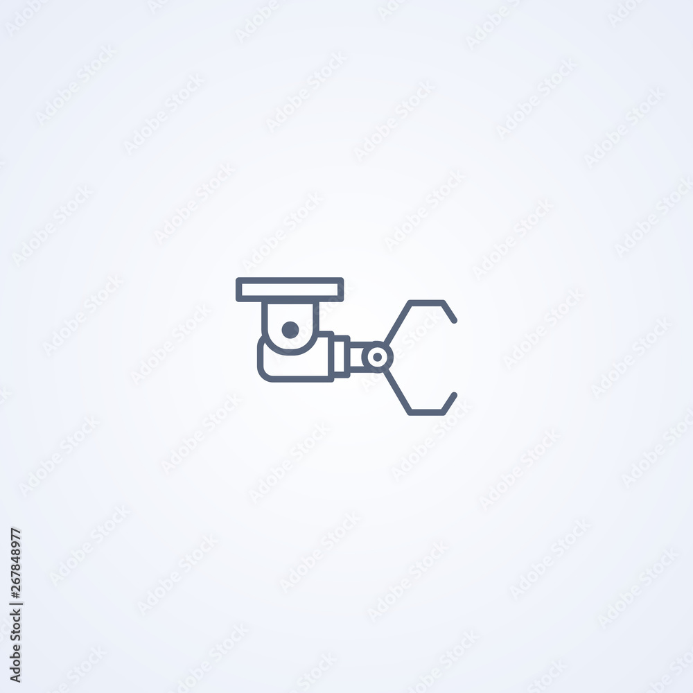 Crane mechanical claw, vector best gray line icon Crane mechanical claw, vector best gray line icon