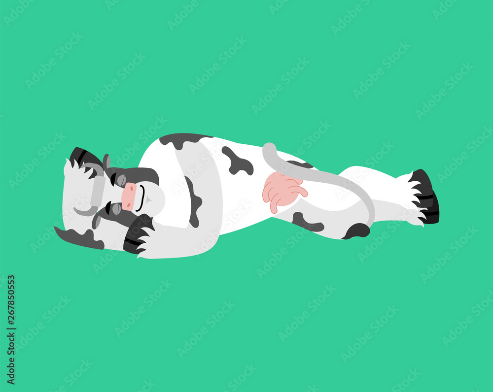 Cow sleeping. Farm animal asleep emotions. beef dormant. Vector illustration Cow sleeping. Farm animal asleep emotions. beef dormant. Vector illustration