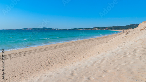 Amazing La Lanzada beach in Sangenjo village, Galicia, Spain photo