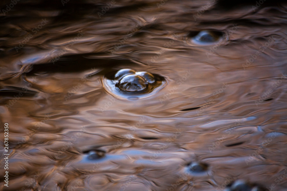 Bubbles. Mirror photography. Water flow Natural background water. Fresh  water is the source of life. Mysterious background. Zen Buddhism. Relaxing  in the lap of nature. Natural life. Monitoring the ph Stock Photo |