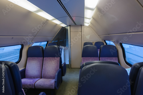 Inside an empty train in the Netherlands