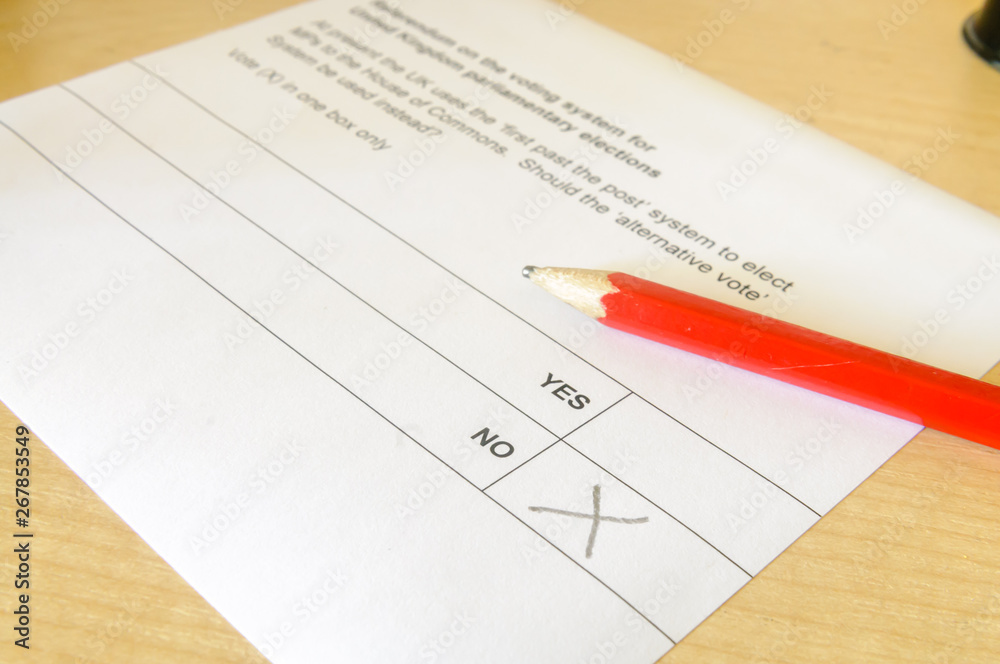 Ballot paper for the Alternative Vote, marked Ballot paper for the Alternative Vote, marked