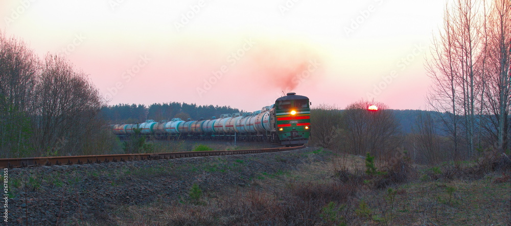Fototapeta premium Sunset freight train
