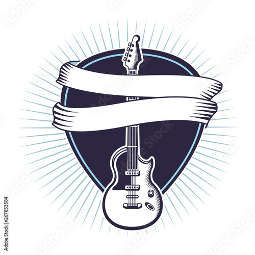 Rock and roll vintage emblem with drawings