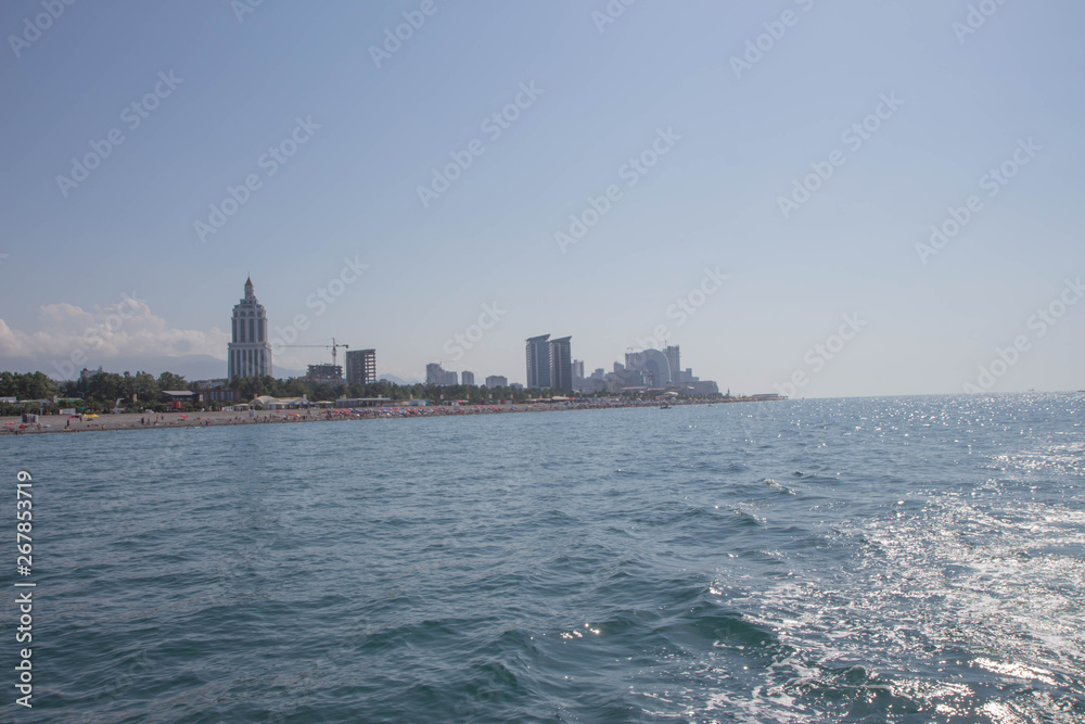 Batumi, View From Sea to the city embankment